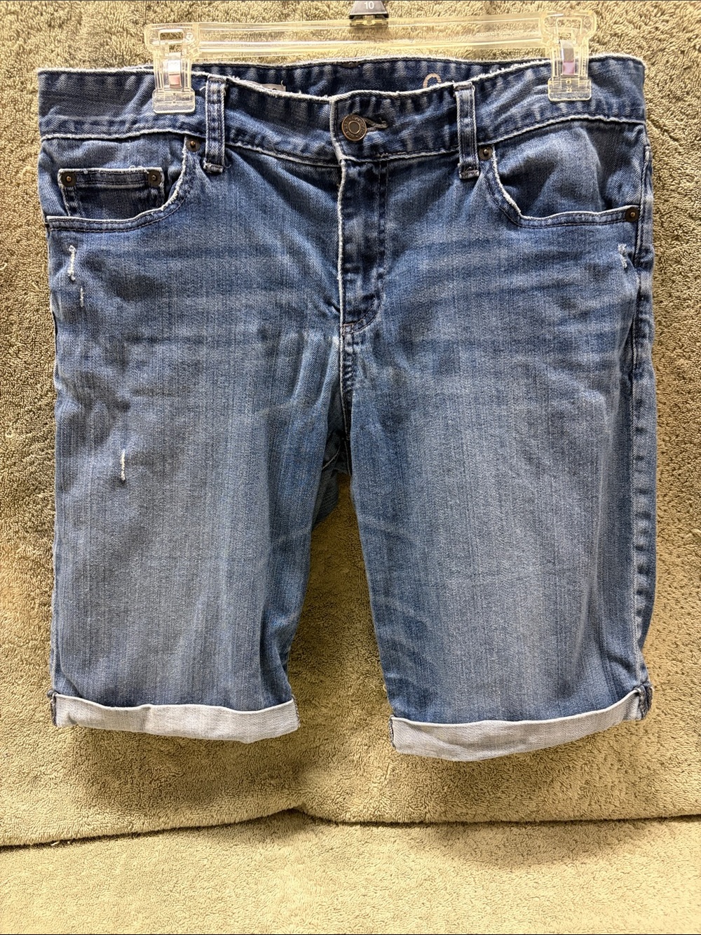 GAP Women's Light Blue Cuffed Denim Bermuda Shorts